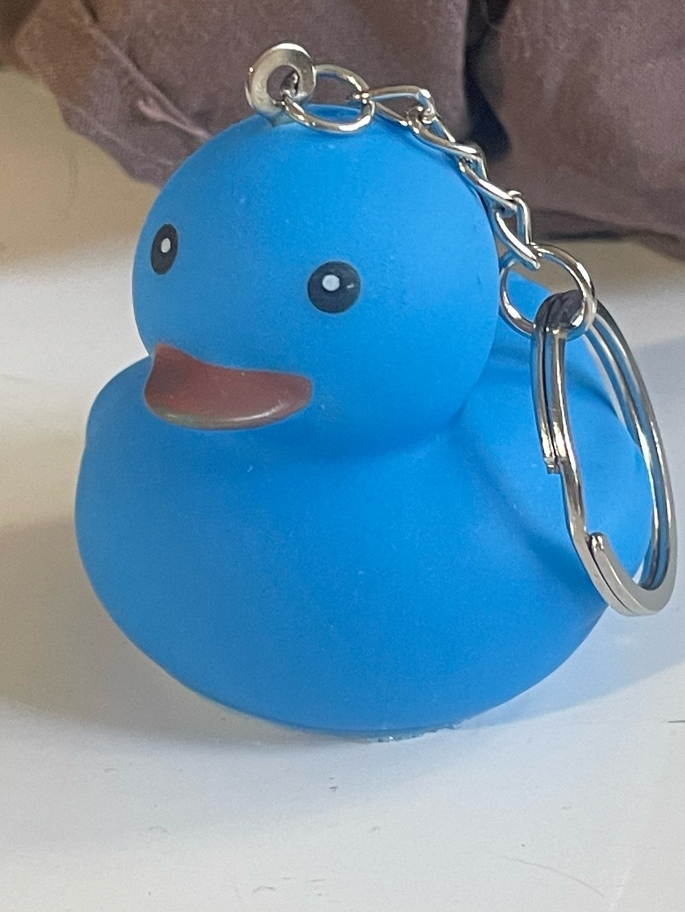 Light Up Colorful Rubber Duck Keychain  - Blue